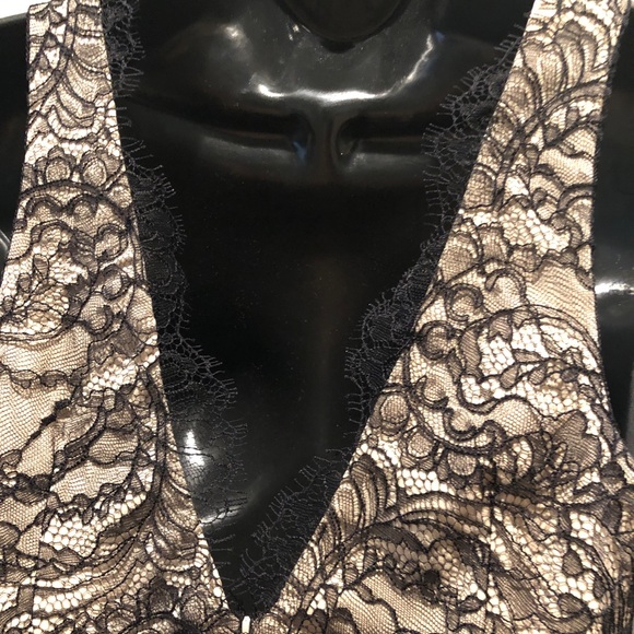 SOLD! Lace Black and Tan Midi Dress - Picture 3 of 5